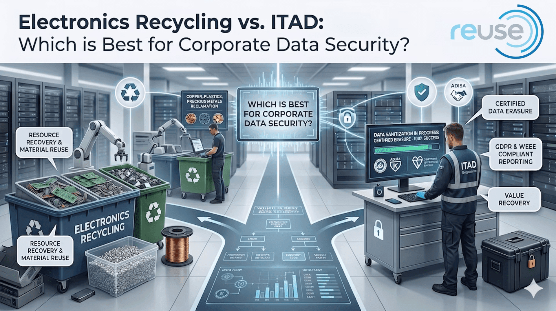 Electronics Recycling vs. ITAD: Which is Best for Corporate Data Security?